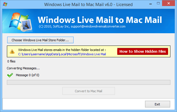 Convert EML files into MBOX Screenshot