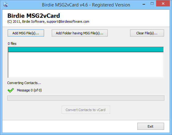 Click to view MSG to VCF Converter 4.7.2 screenshot