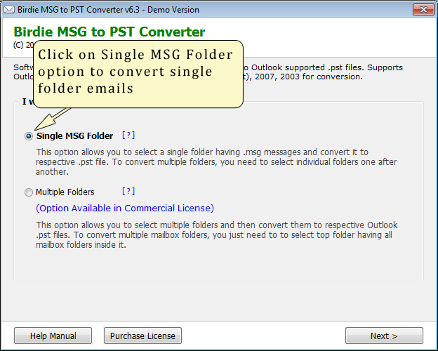 Export MSG to PST 6.5